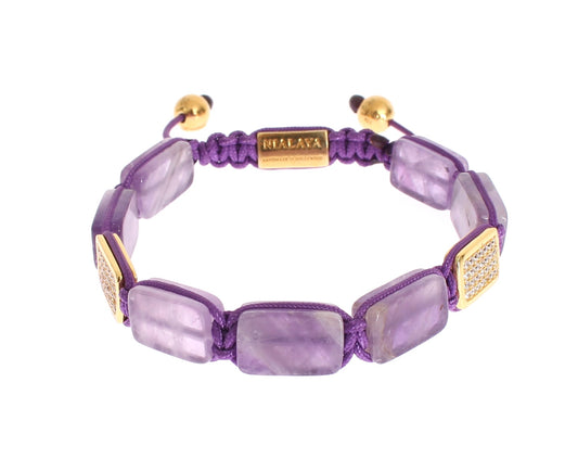 Nialaya Dazzling Diamond Gold-Plated Amethyst Bracelet Nialaya