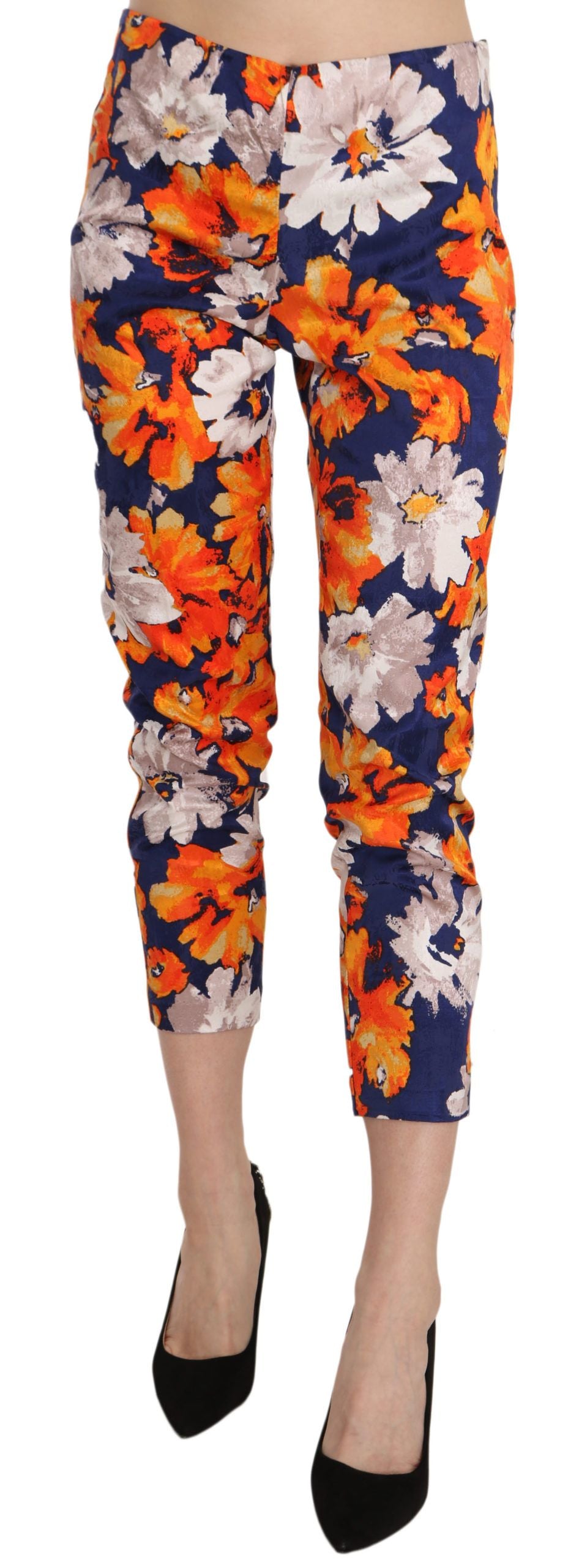 LANACAPRINA Floral Print Skinny Mid-Waist Pants LANACAPRINA