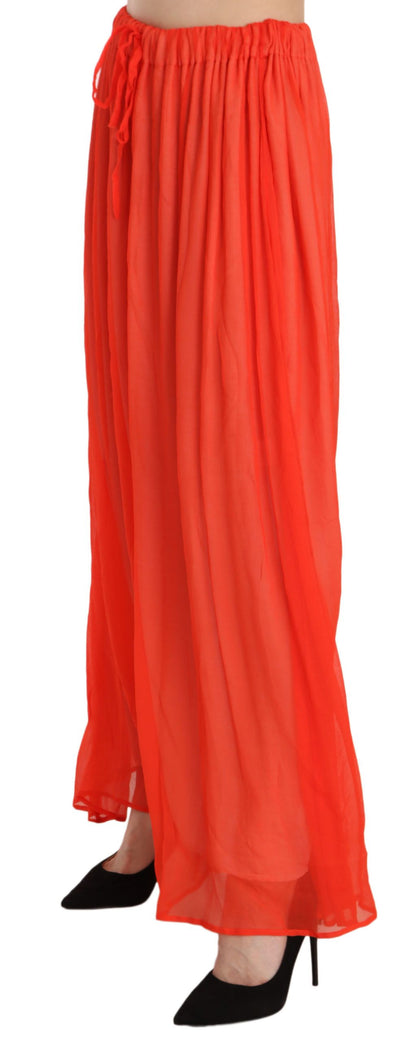 Jucca Elegant Orange Pleated Maxi Skirt Jucca