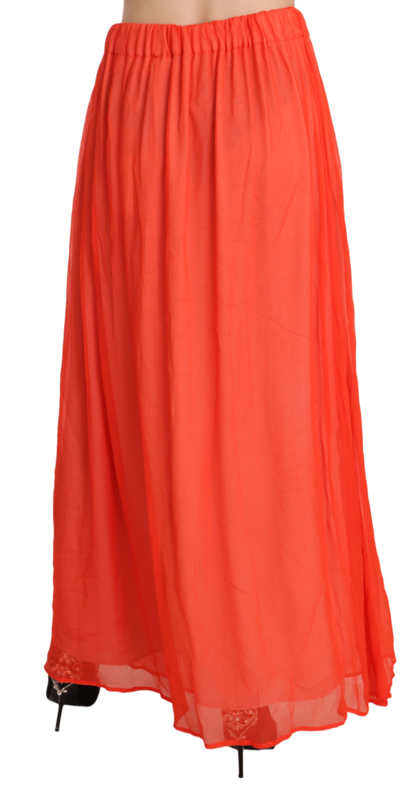 Jucca Elegant Orange Pleated Maxi Skirt Jucca