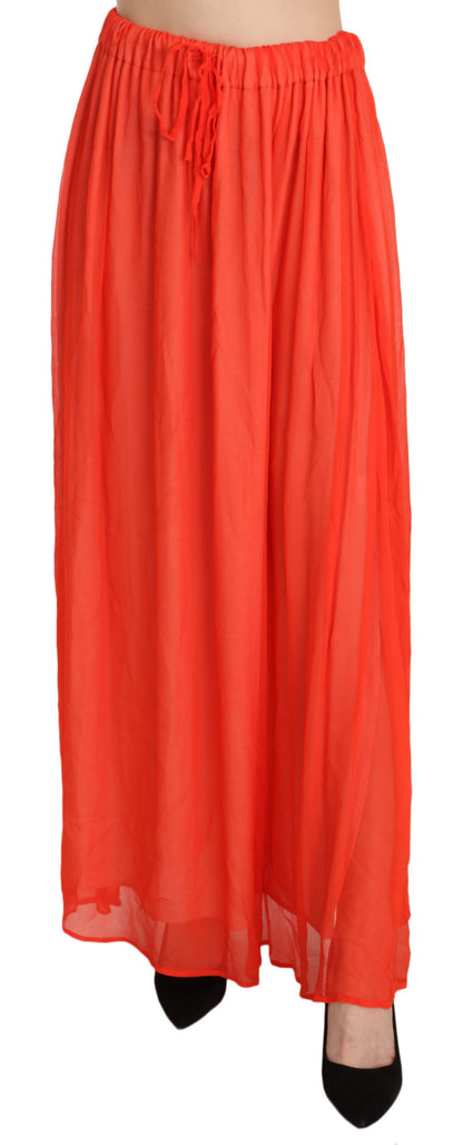 Jucca Elegant Orange Pleated Maxi Skirt Jucca