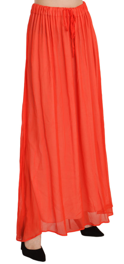 Jucca Elegant Orange Pleated Maxi Skirt Jucca