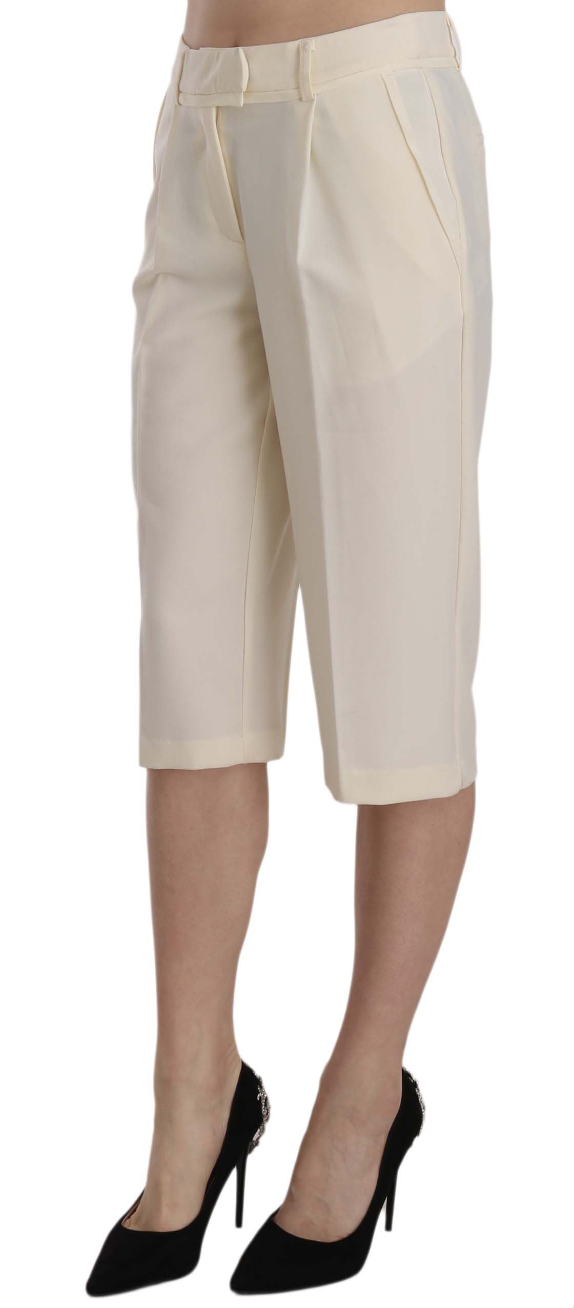 Silvian Heach Elegant Straight Cropped Pants in Cream Silvian Heach