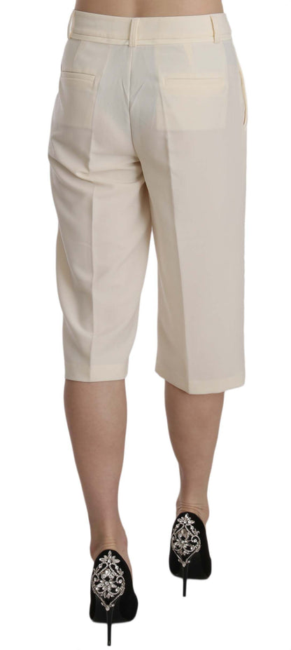 Silvian Heach Elegant Straight Cropped Pants in Cream Silvian Heach