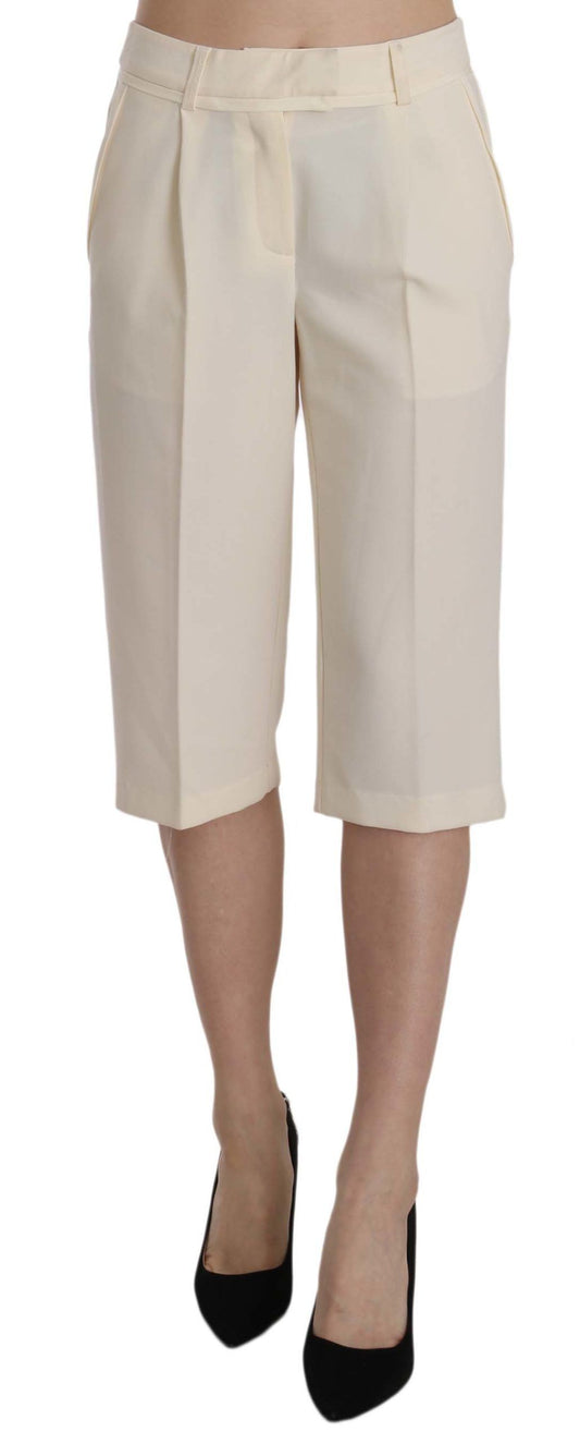 Silvian Heach Elegant Straight Cropped Pants in Cream Silvian Heach