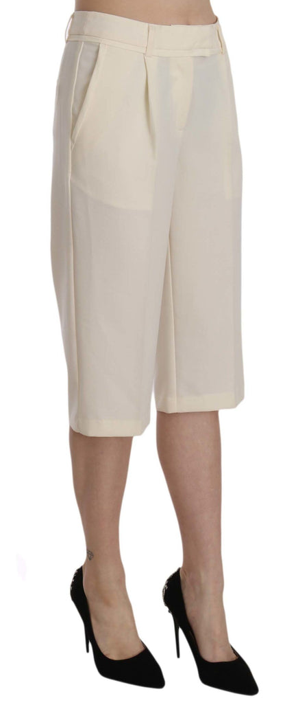 Silvian Heach Elegant Straight Cropped Pants in Cream Silvian Heach