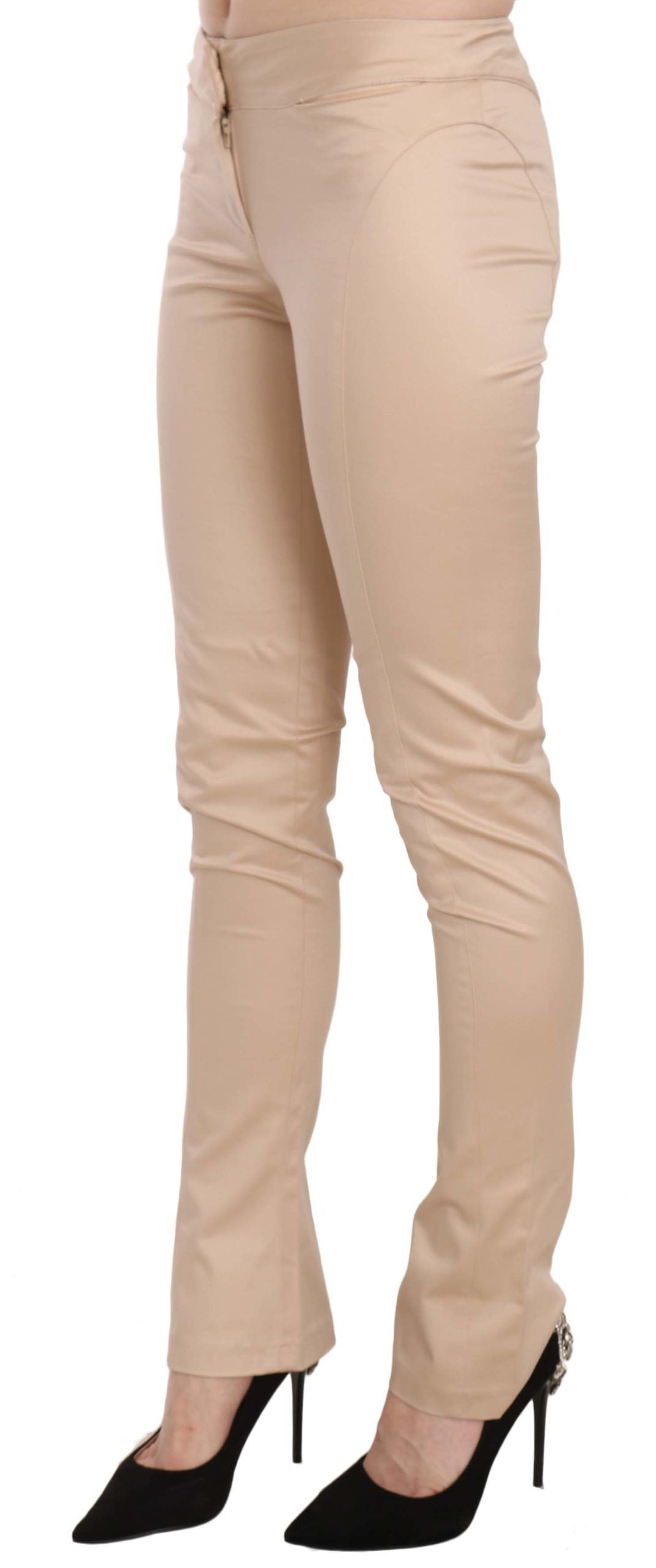 Just Cavalli Elegant Cream Low Waist Skinny Trousers Just Cavalli