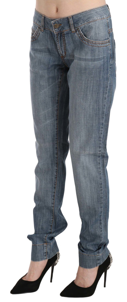 Just Cavalli Chic Blue Washed Slim Fit Denim Jeans Just Cavalli