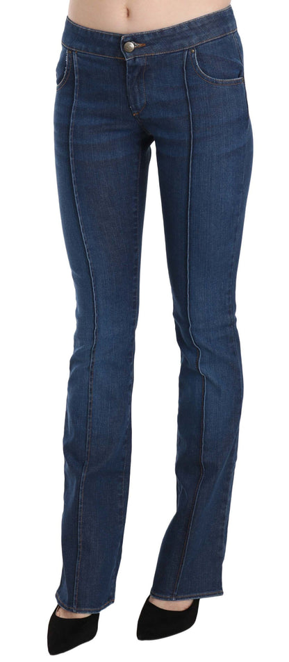 Just Cavalli Chic Blue Washed Boot Cut Denim Pants Just Cavalli