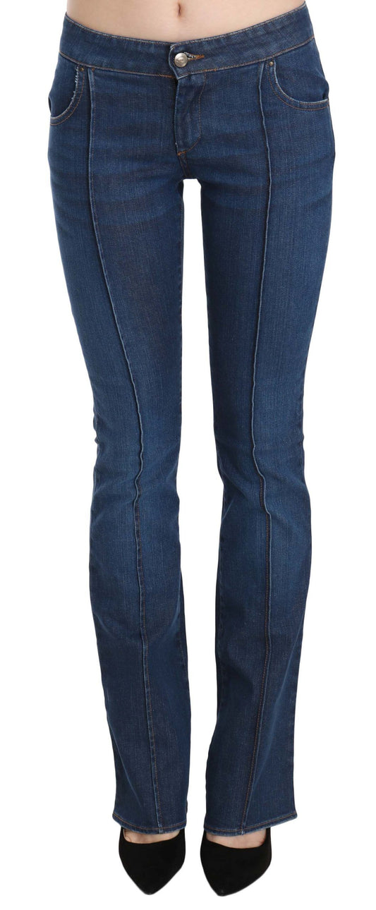 Just Cavalli Chic Blue Washed Boot Cut Denim Pants Just Cavalli