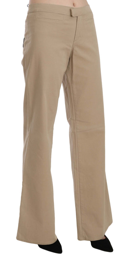 Just Cavalli Beige Mid Waist Flared Luxury Trousers Just Cavalli