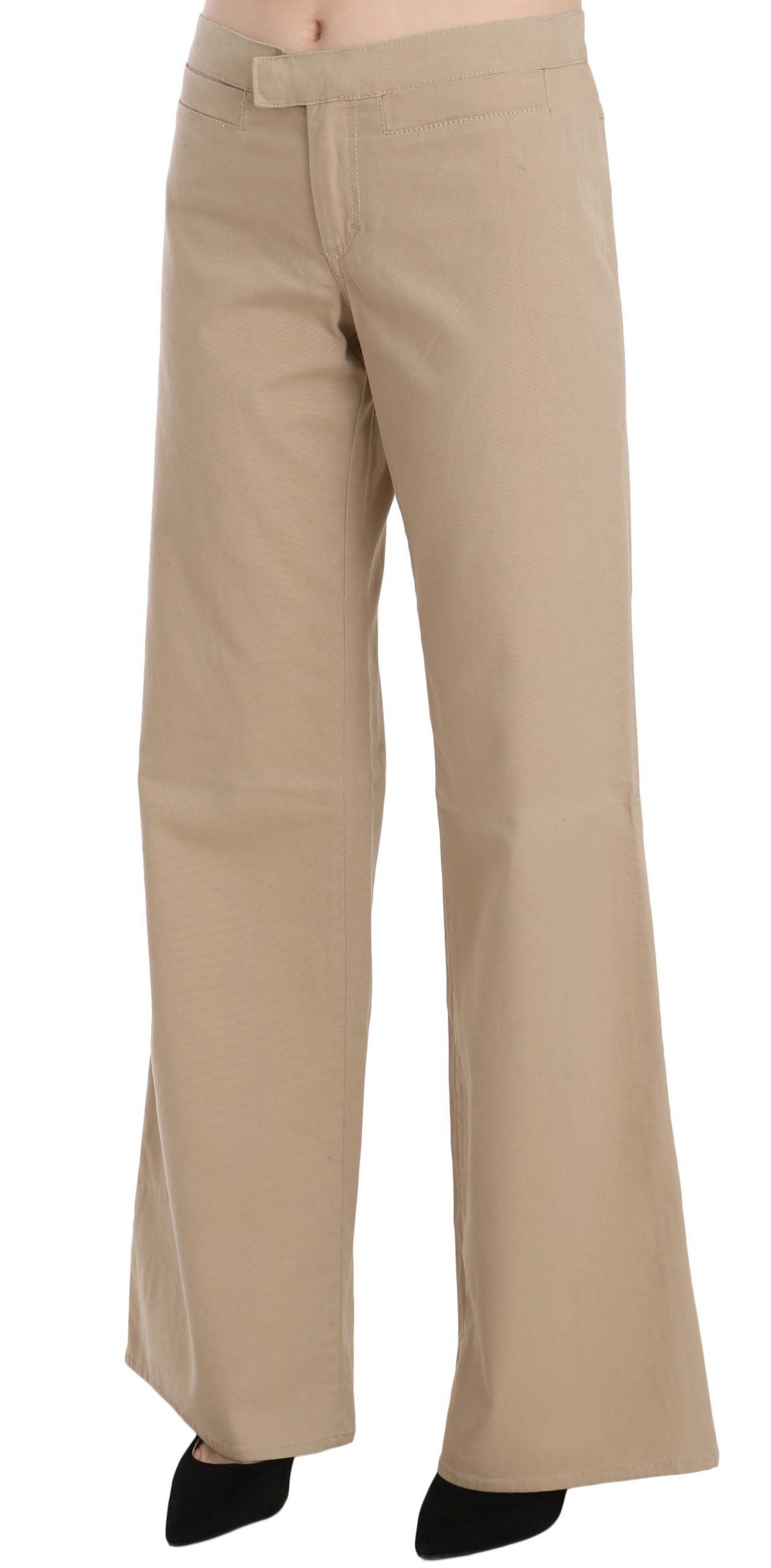 Just Cavalli Beige Mid Waist Flared Luxury Trousers Just Cavalli