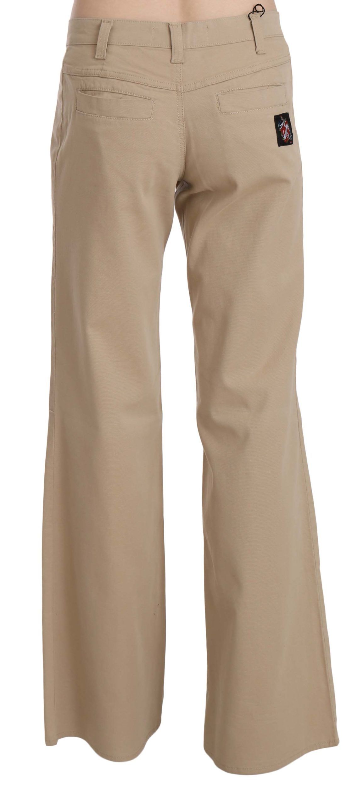 Just Cavalli Beige Mid Waist Flared Luxury Trousers Just Cavalli