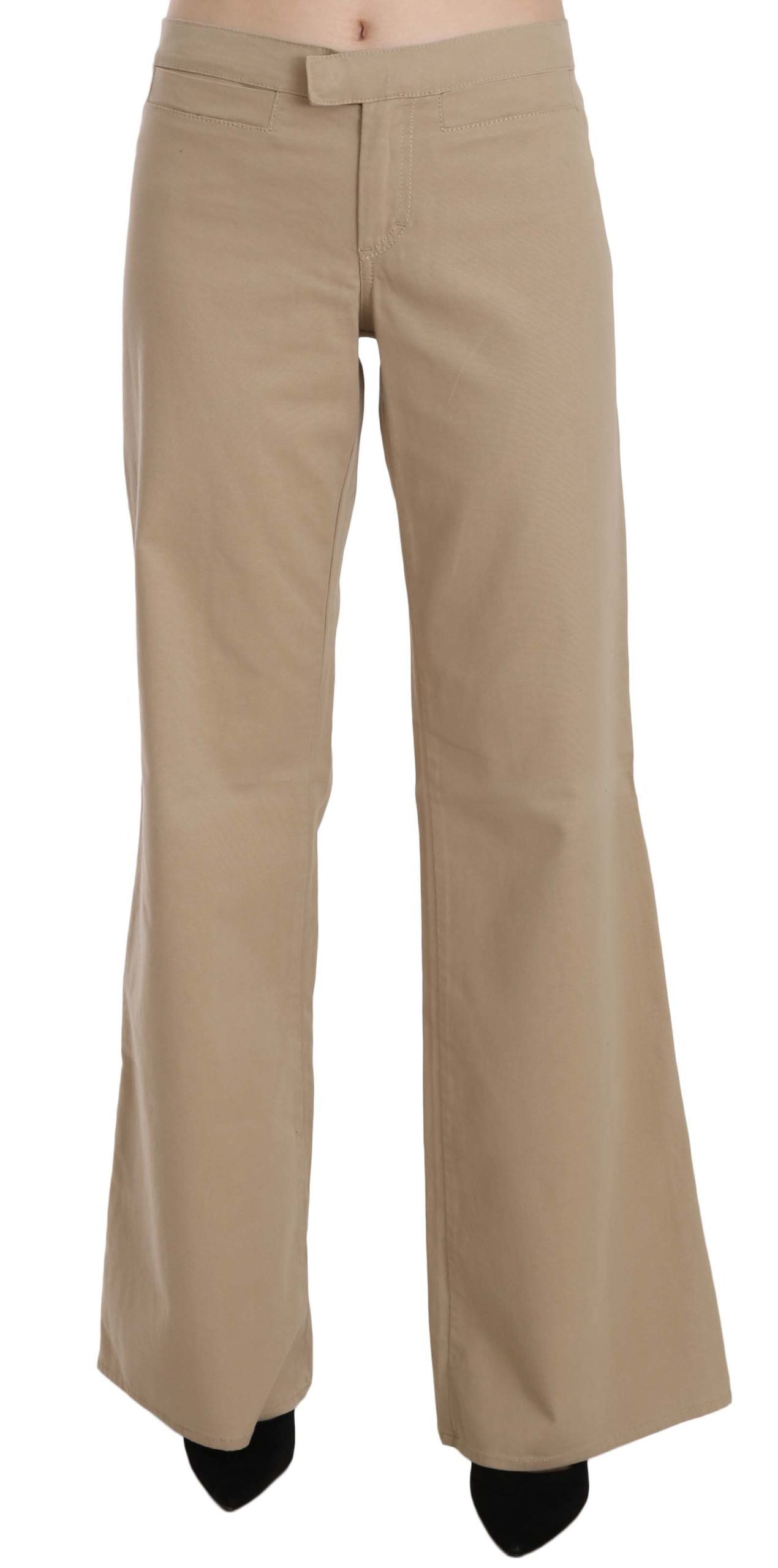 Just Cavalli Beige Mid Waist Flared Luxury Trousers Just Cavalli