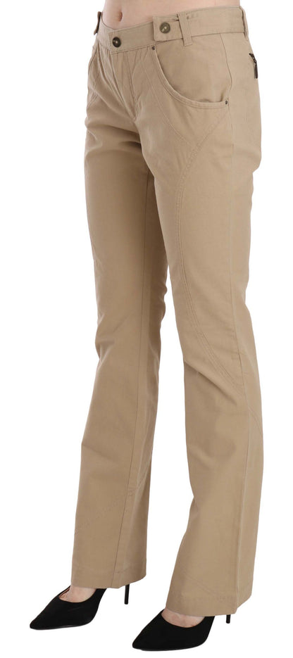 Just Cavalli Beige Mid Waist Straight Leg Pants Just Cavalli