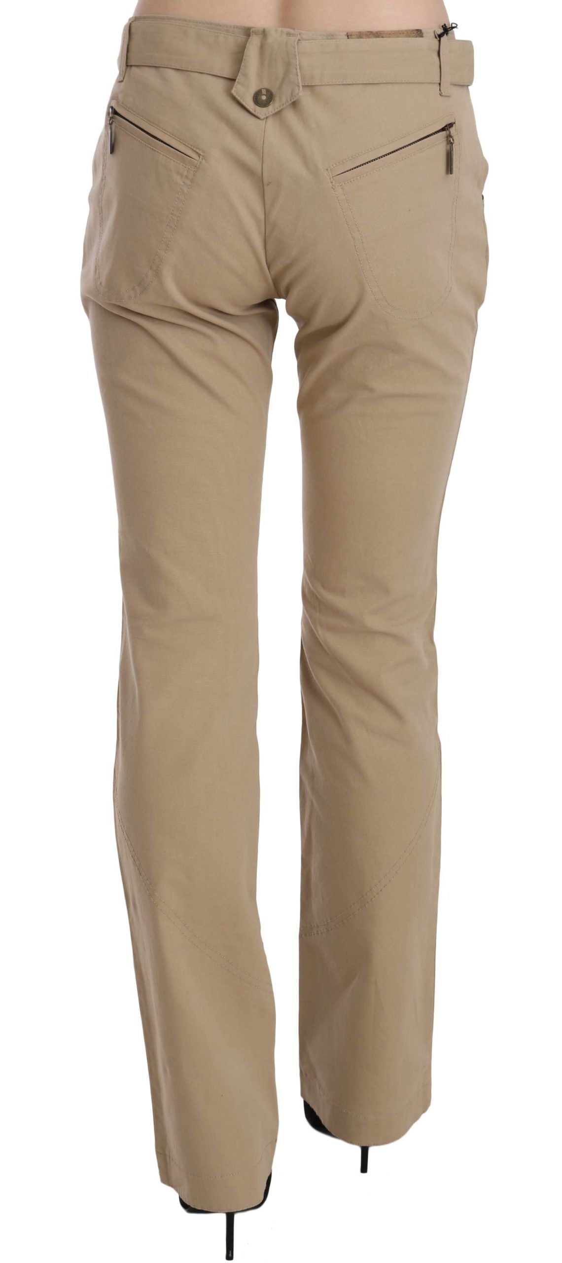 Just Cavalli Beige Mid Waist Straight Leg Pants Just Cavalli