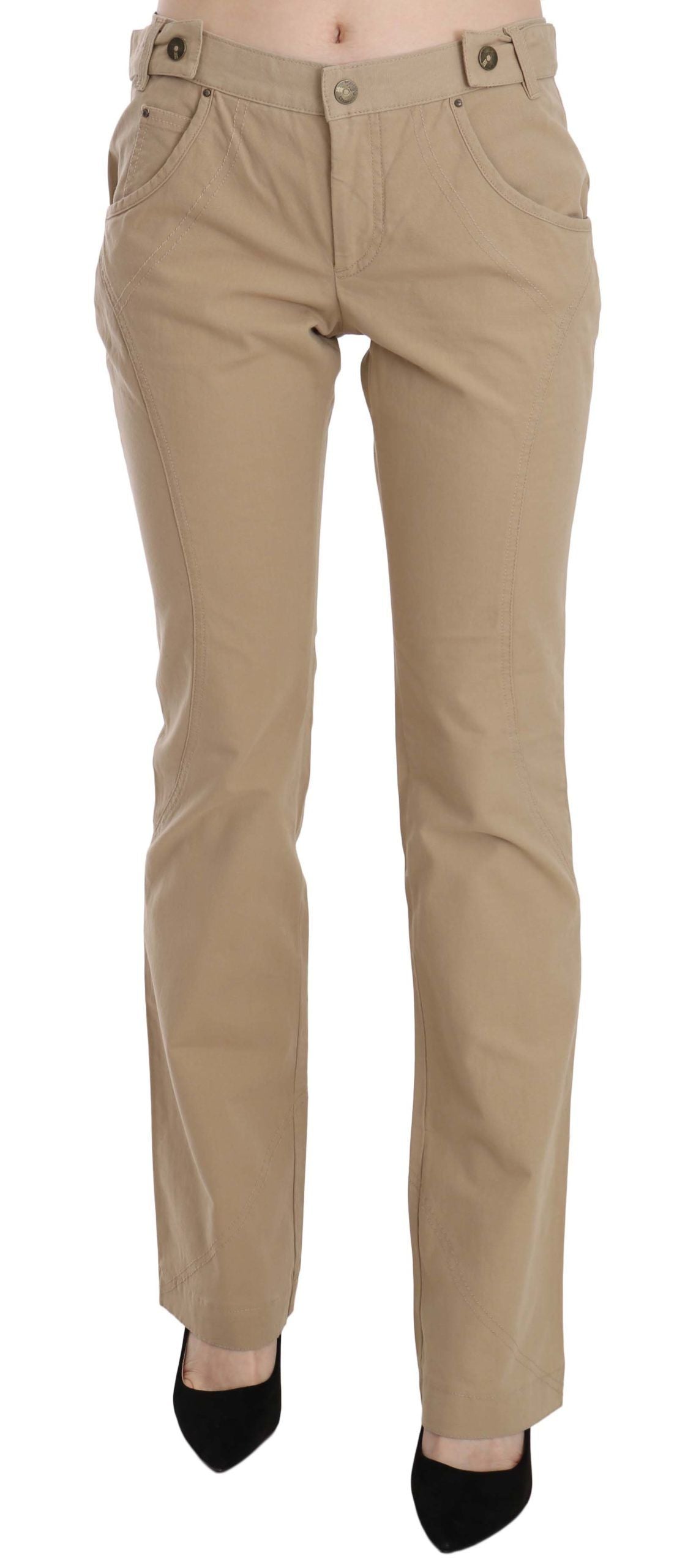 Just Cavalli Beige Mid Waist Straight Leg Pants Just Cavalli