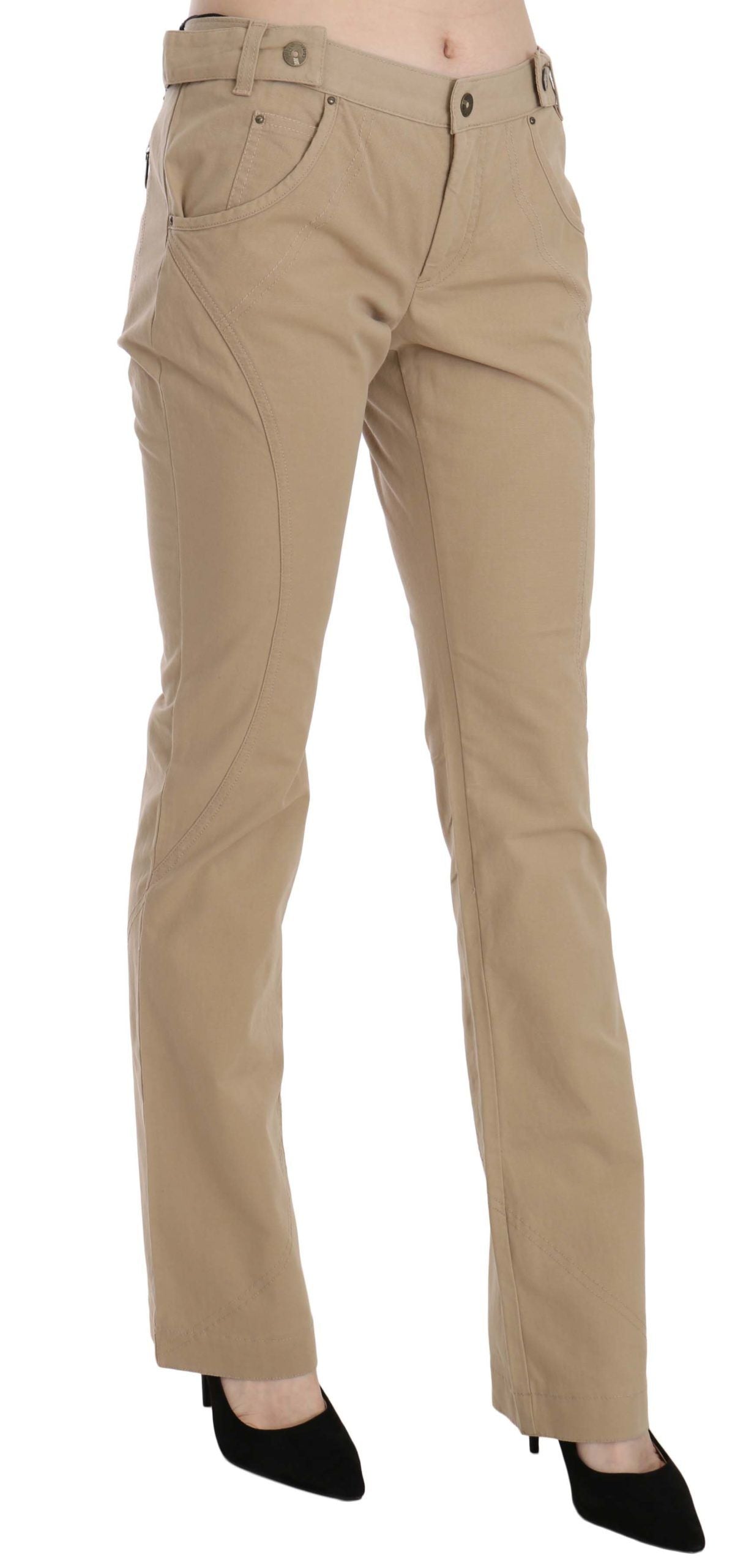 Just Cavalli Beige Mid Waist Straight Leg Pants Just Cavalli