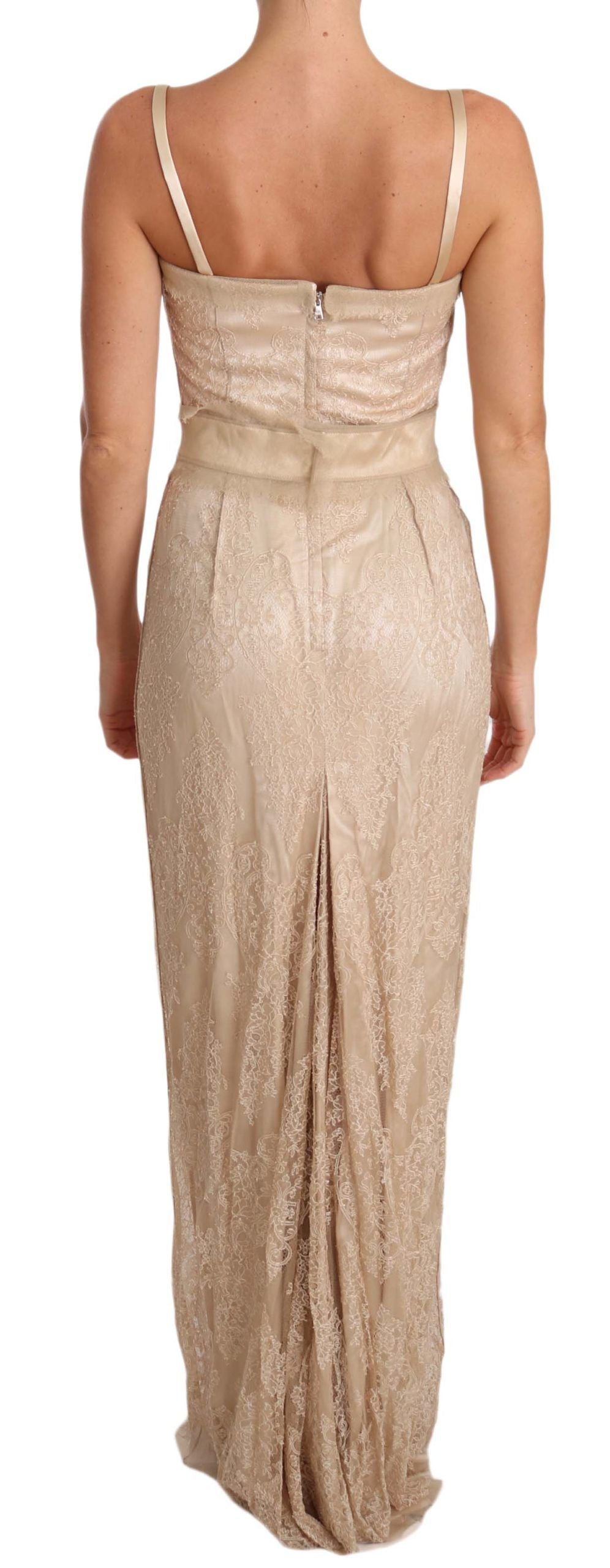 Dolce & Gabbana Elegant Beige Sheath Floor-Length Dress Dolce & Gabbana