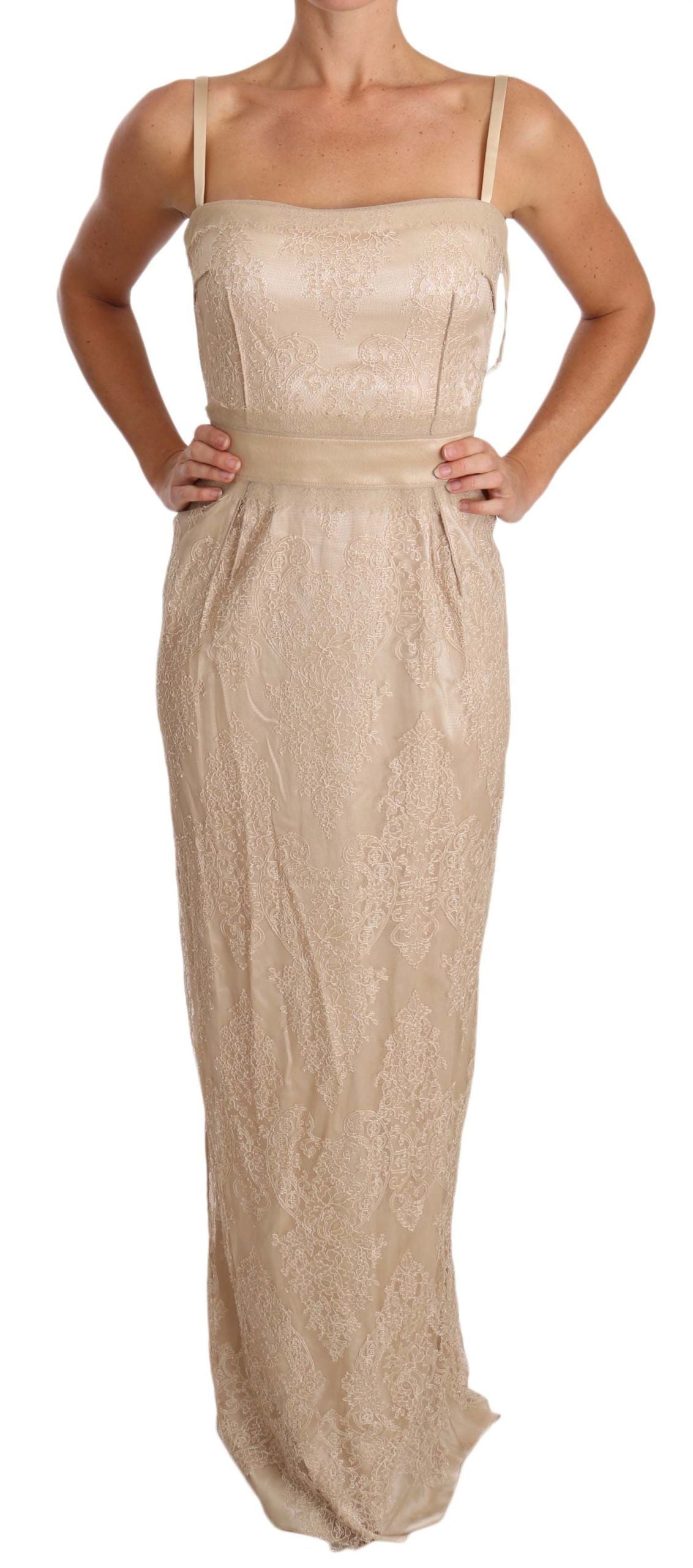 Dolce & Gabbana Elegant Beige Sheath Floor-Length Dress Dolce & Gabbana