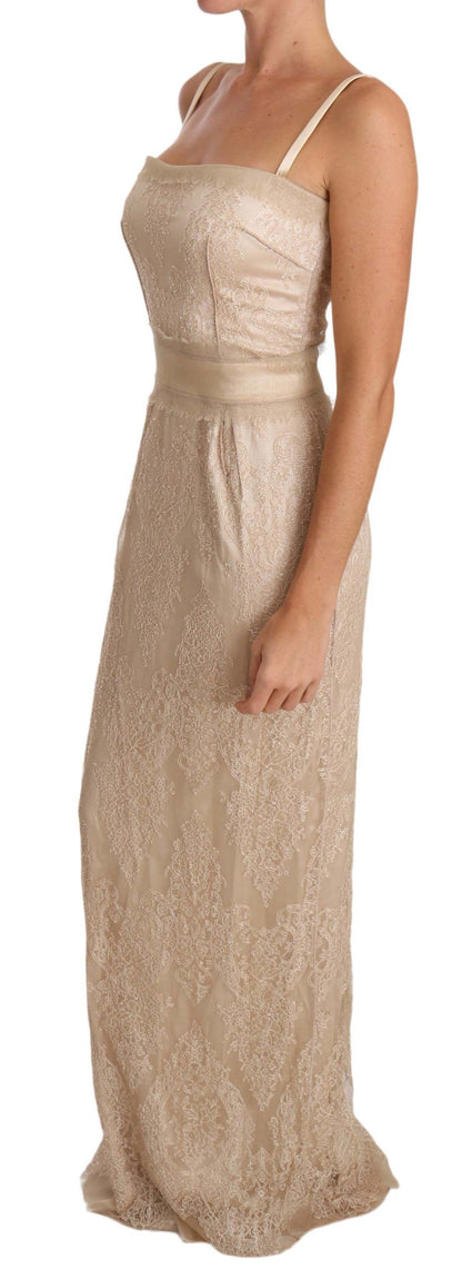 Dolce & Gabbana Elegant Beige Sheath Floor-Length Dress Dolce & Gabbana