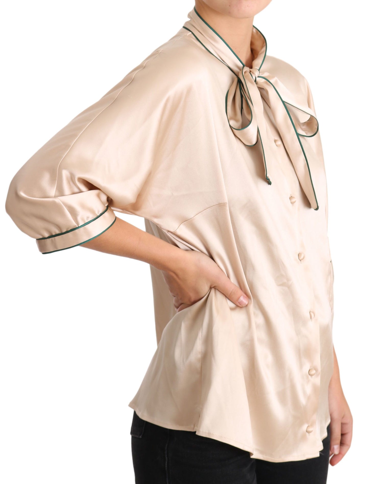 Dolce & Gabbana Elegant Beige Silk Blend Blouse Top Dolce & Gabbana