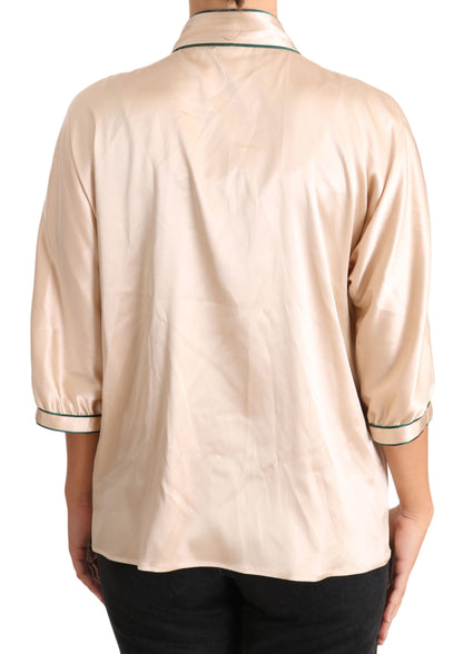 Dolce & Gabbana Elegant Beige Silk Blend Blouse Top Dolce & Gabbana