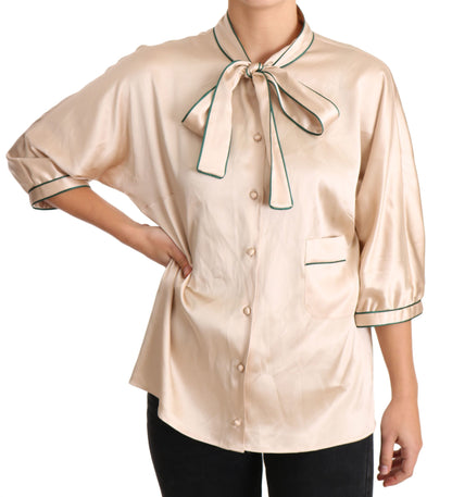 Dolce & Gabbana Elegant Beige Silk Blend Blouse Top Dolce & Gabbana