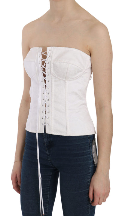 Dolce & Gabbana Elegant White Strapless Corset Top Dolce & Gabbana