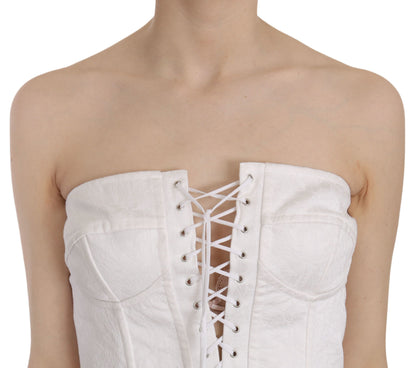 Dolce & Gabbana Elegant White Strapless Corset Top Dolce & Gabbana