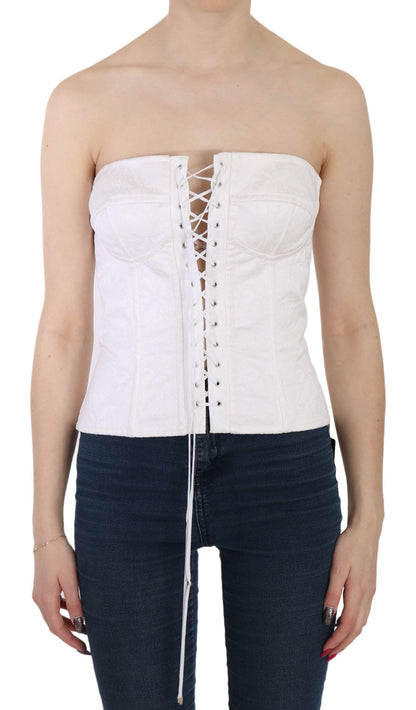 Dolce & Gabbana Elegant White Strapless Corset Top Dolce & Gabbana