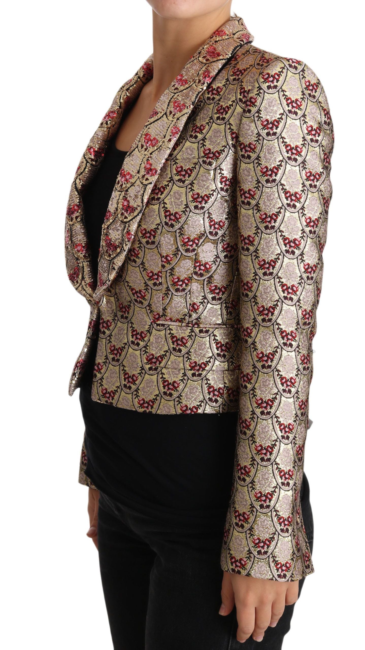 Dolce & Gabbana Glittering Gold Floral Sequined Blazer Jacket Dolce & Gabbana