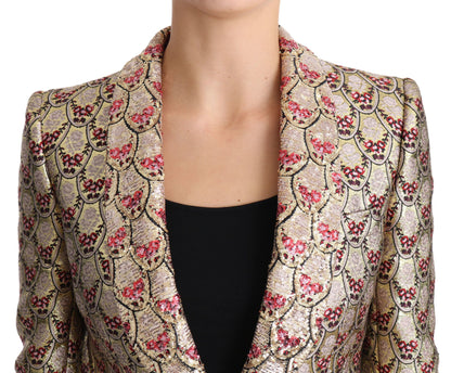 Dolce & Gabbana Glittering Gold Floral Sequined Blazer Jacket Dolce & Gabbana