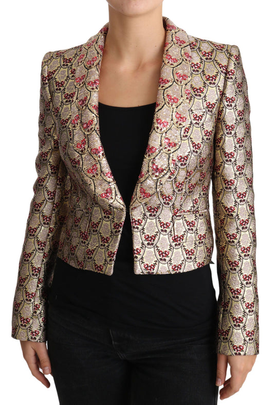 Dolce & Gabbana Glittering Gold Floral Sequined Blazer Jacket Dolce & Gabbana