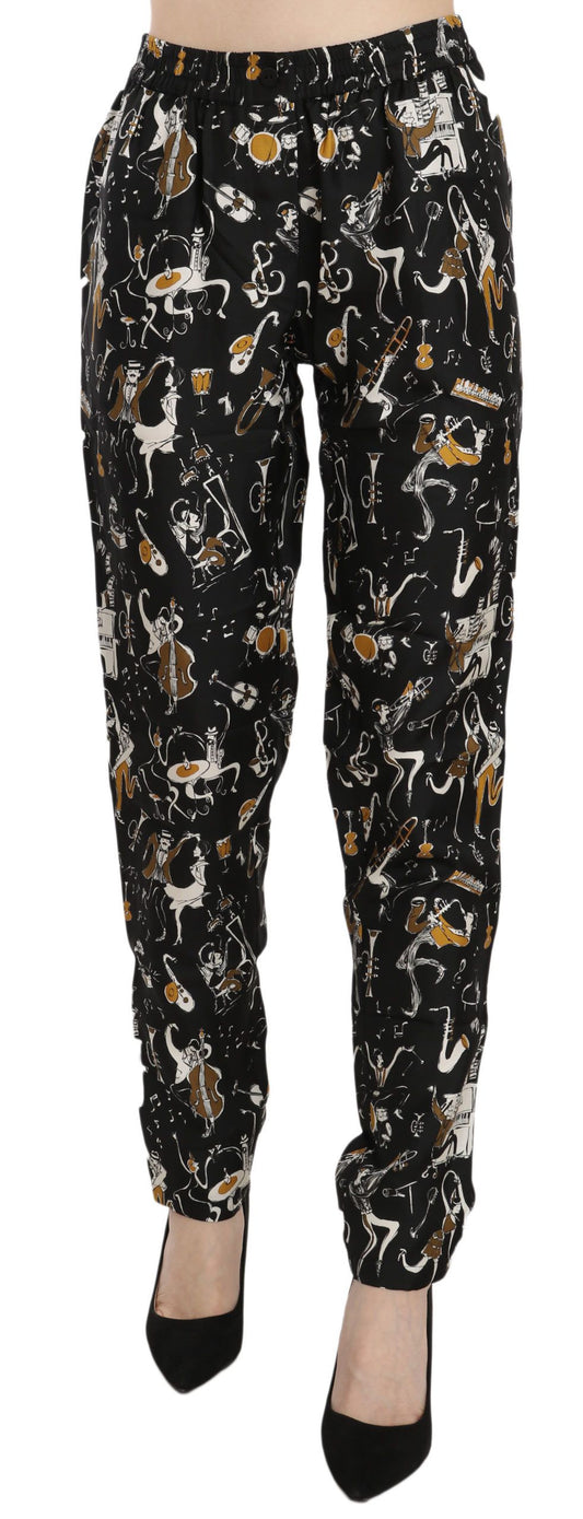 Dolce & Gabbana Elegant High Waist Tapered Silk Pants Dolce & Gabbana