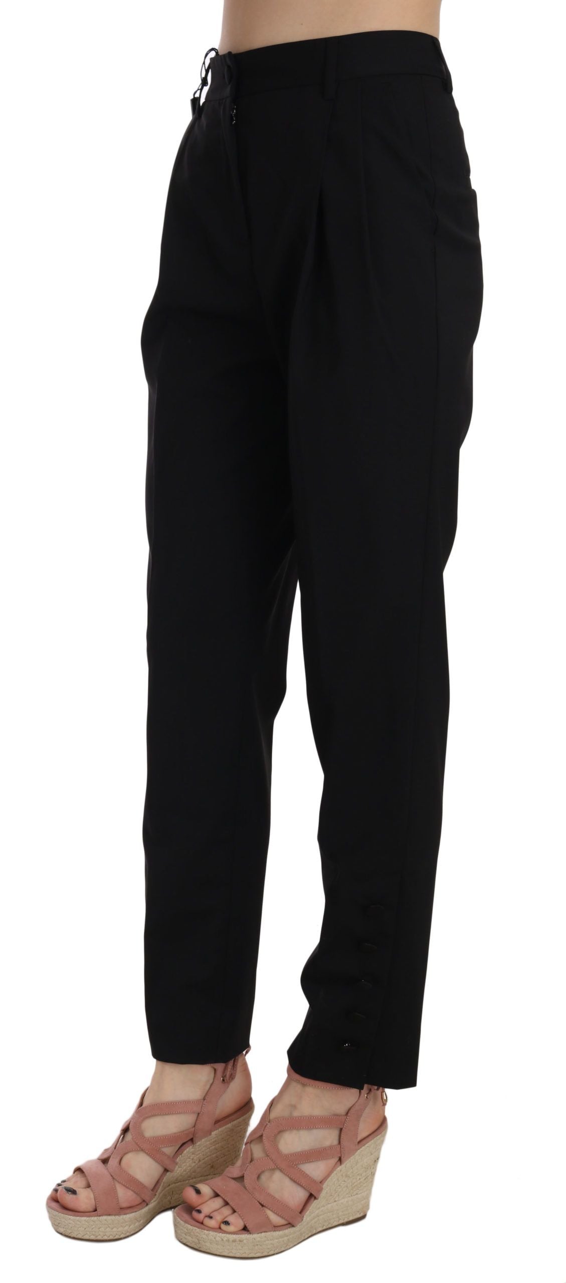 Dolce & Gabbana Elegant Pleated Tapered Black Trousers Dolce & Gabbana