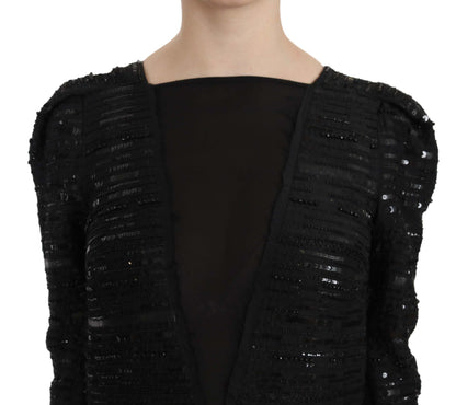 John Richmond Black Silk Sheath Maxi Dress with Sequins John Richmond