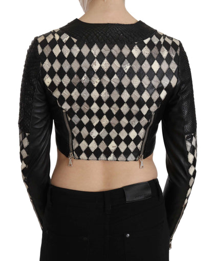 John Richmond Chic Biker-Inspired Cropped Leather Jacket John Richmond