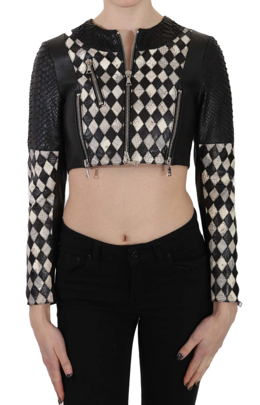 John Richmond Chic Biker-Inspired Cropped Leather Jacket John Richmond