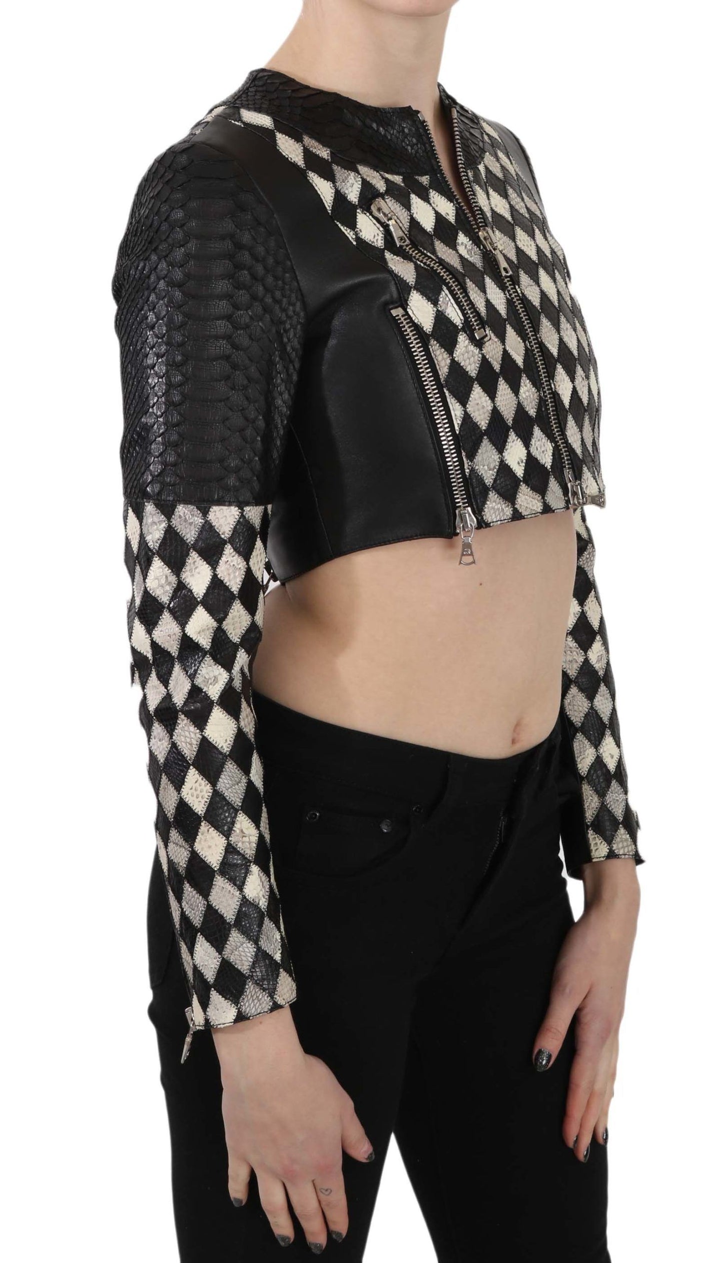 John Richmond Chic Biker-Inspired Cropped Leather Jacket John Richmond