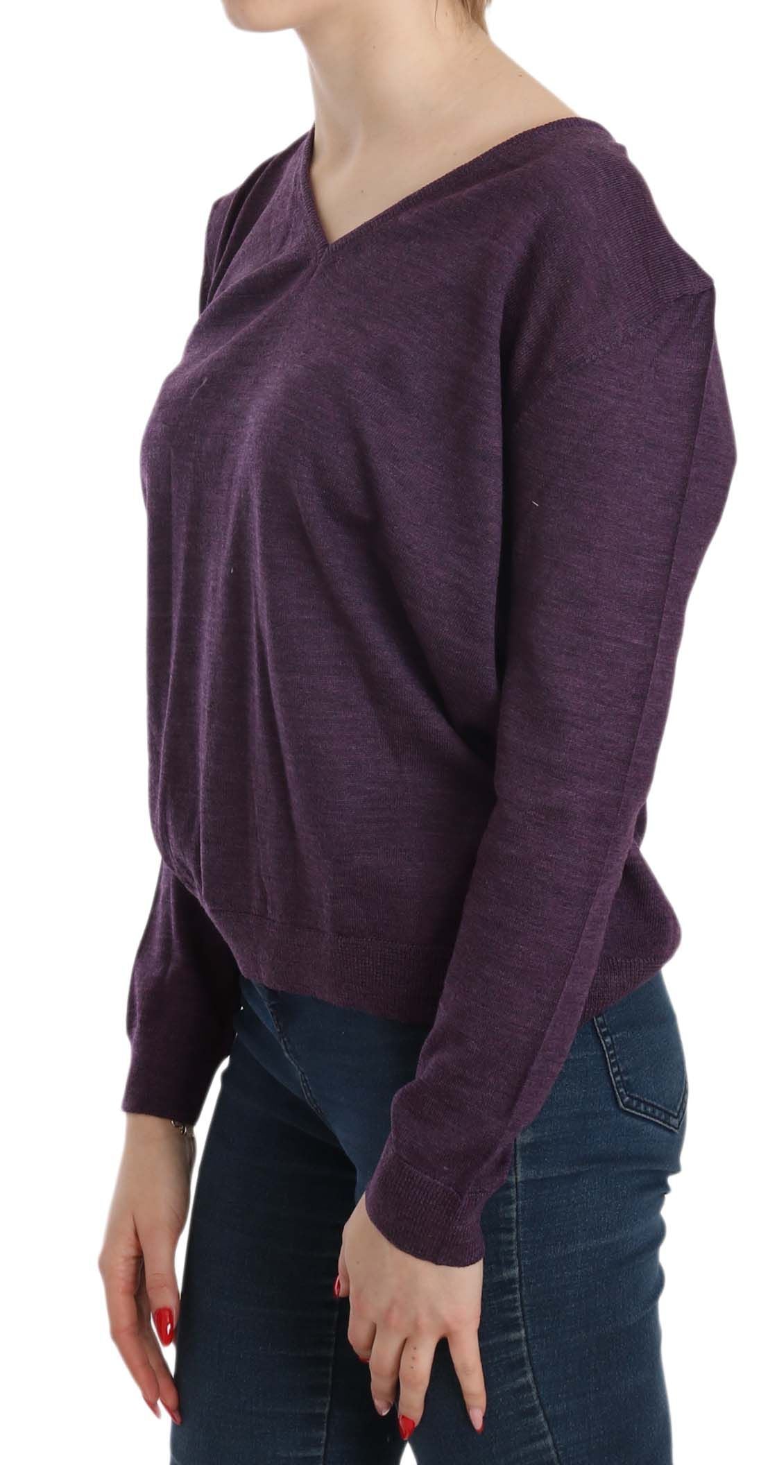 BYBLOS Elegant Purple V-Neck Wool Blouse BYBLOS