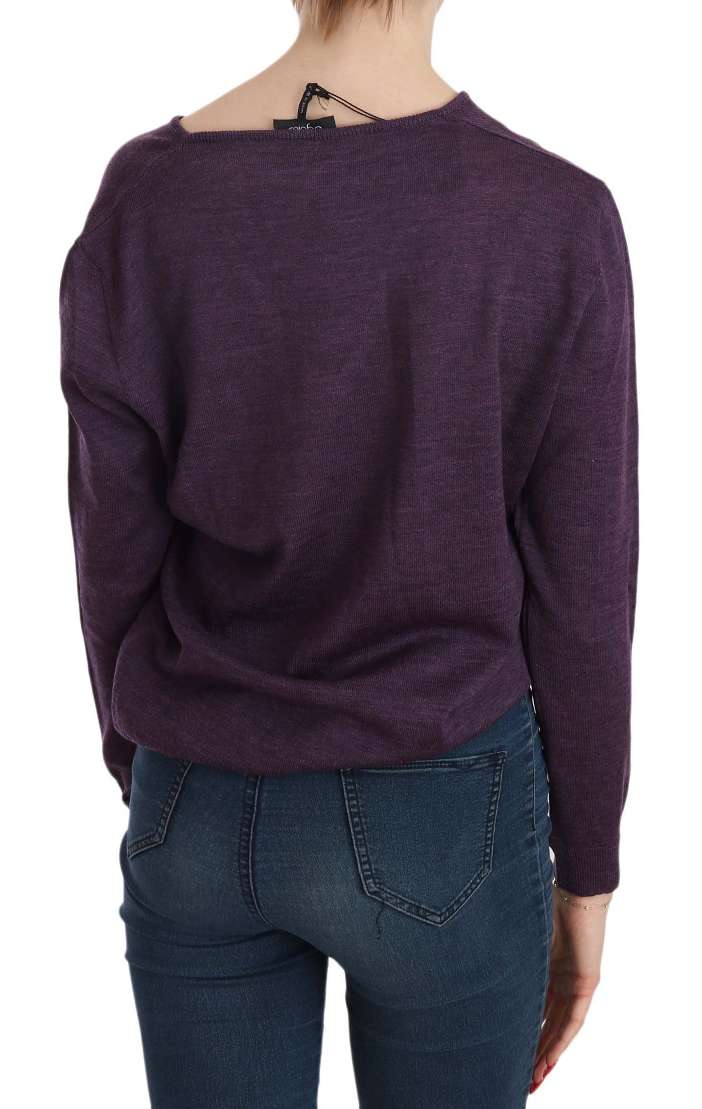 BYBLOS Elegant Purple V-Neck Wool Blouse BYBLOS