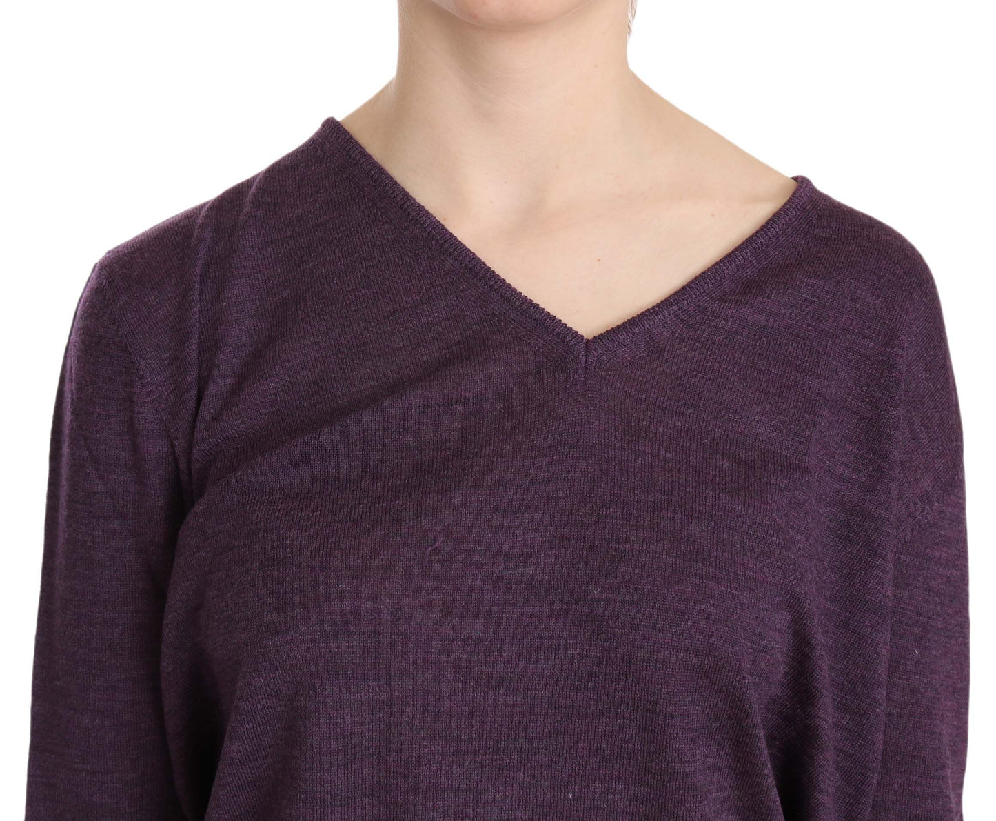 BYBLOS Elegant Purple V-Neck Wool Blouse BYBLOS