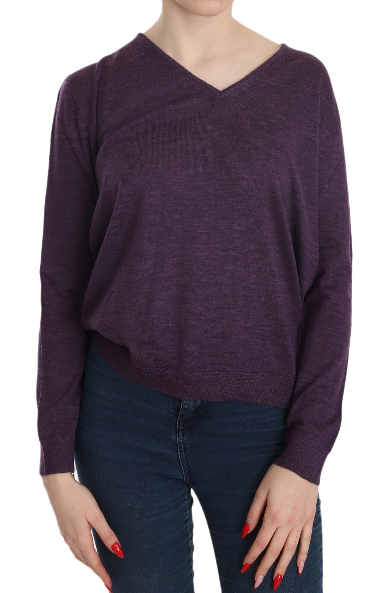 BYBLOS Elegant Purple V-Neck Wool Blouse BYBLOS