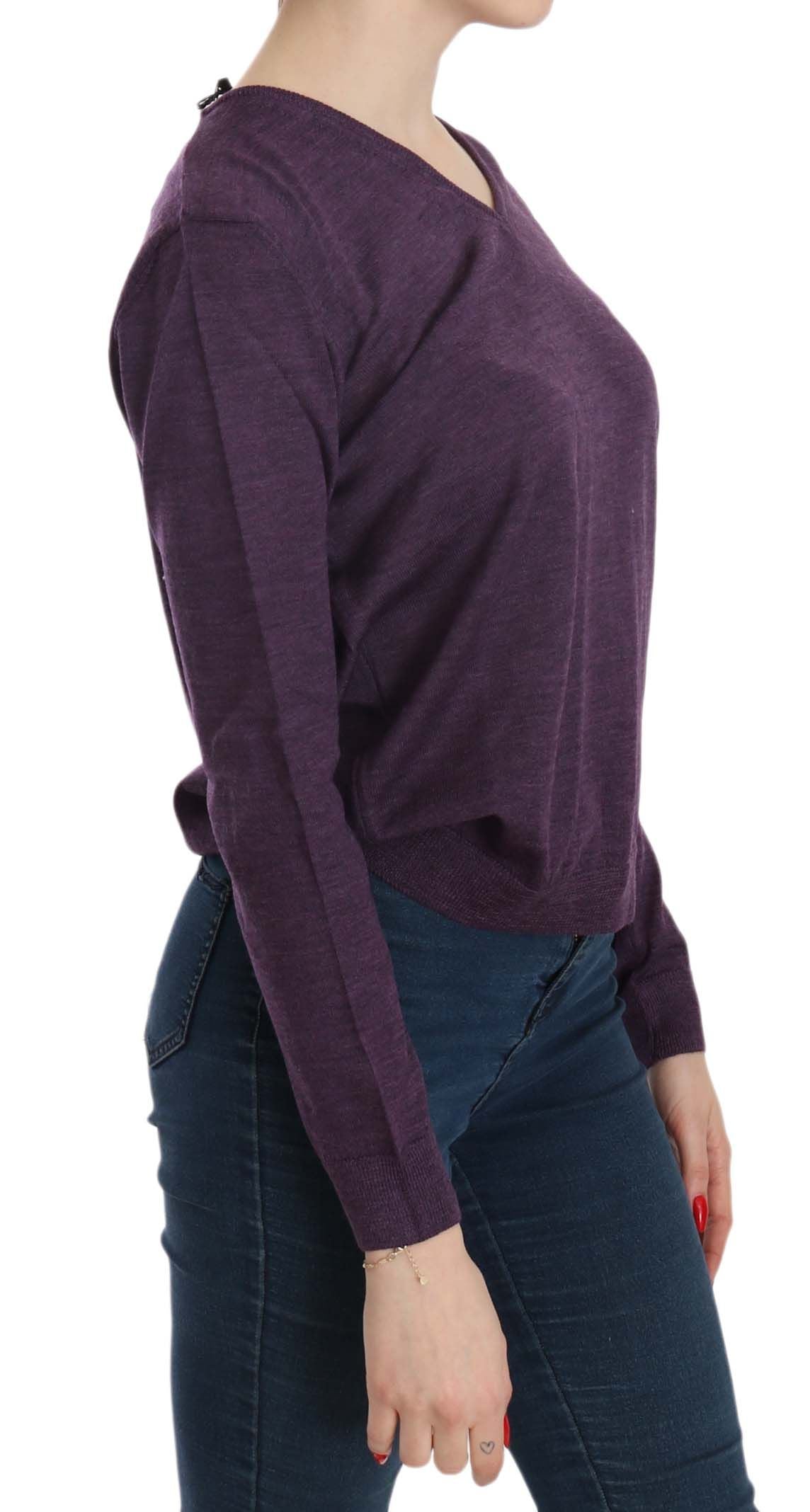 BYBLOS Elegant Purple V-Neck Wool Blouse BYBLOS