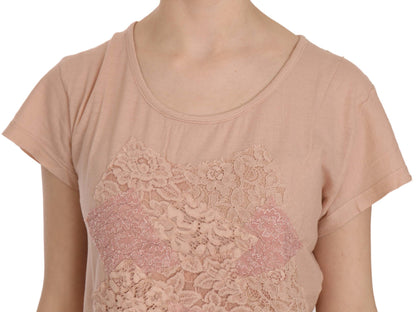 PINK MEMORIES Elegant Cream Lace Round Neck Blouse PINK MEMORIES