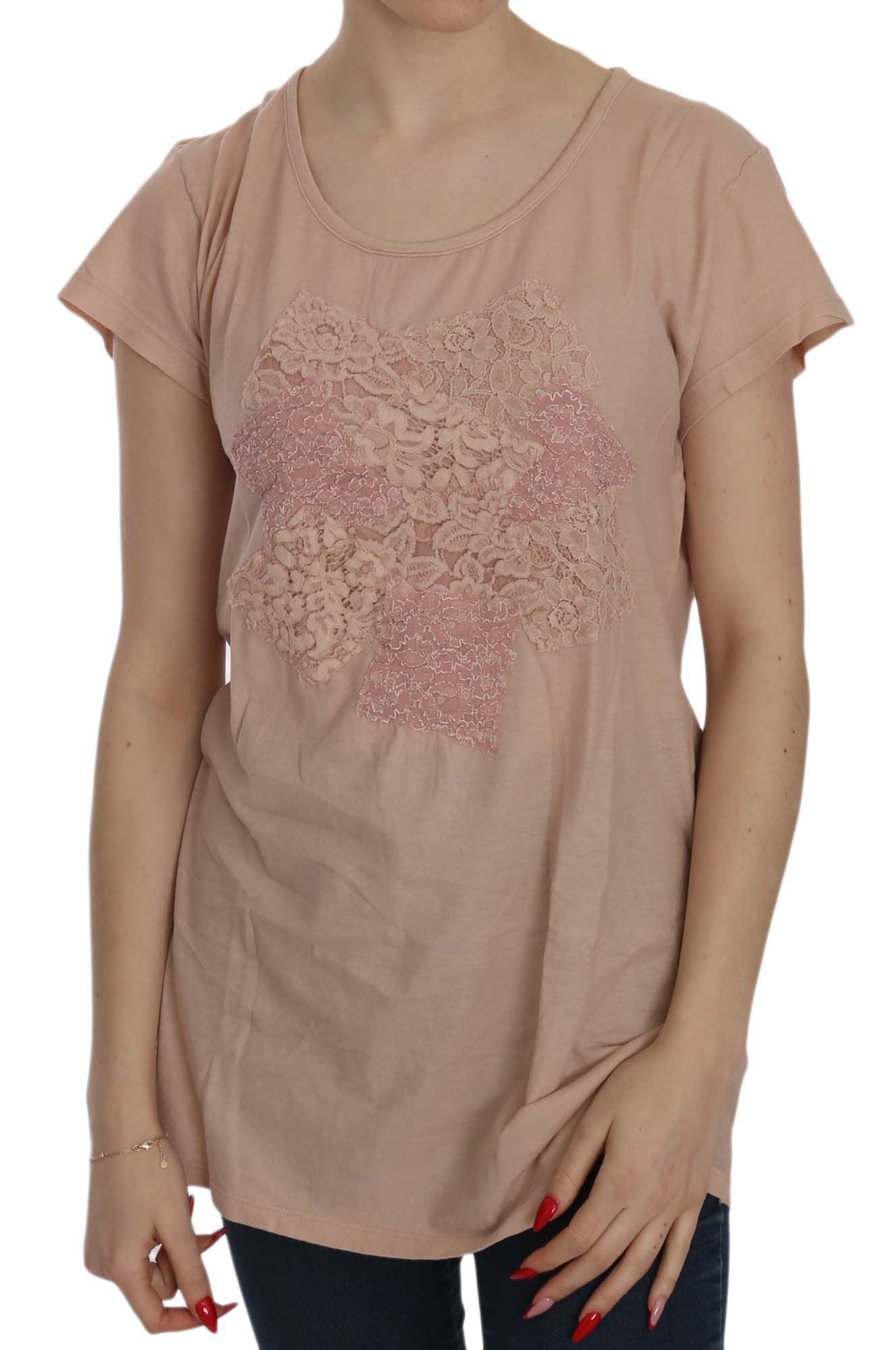 PINK MEMORIES Elegant Cream Lace Round Neck Blouse PINK MEMORIES