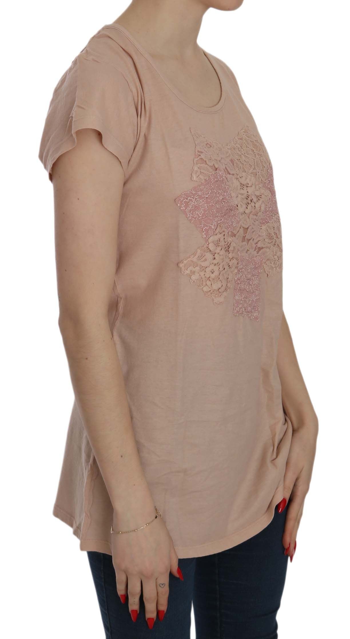 PINK MEMORIES Elegant Cream Lace Round Neck Blouse PINK MEMORIES