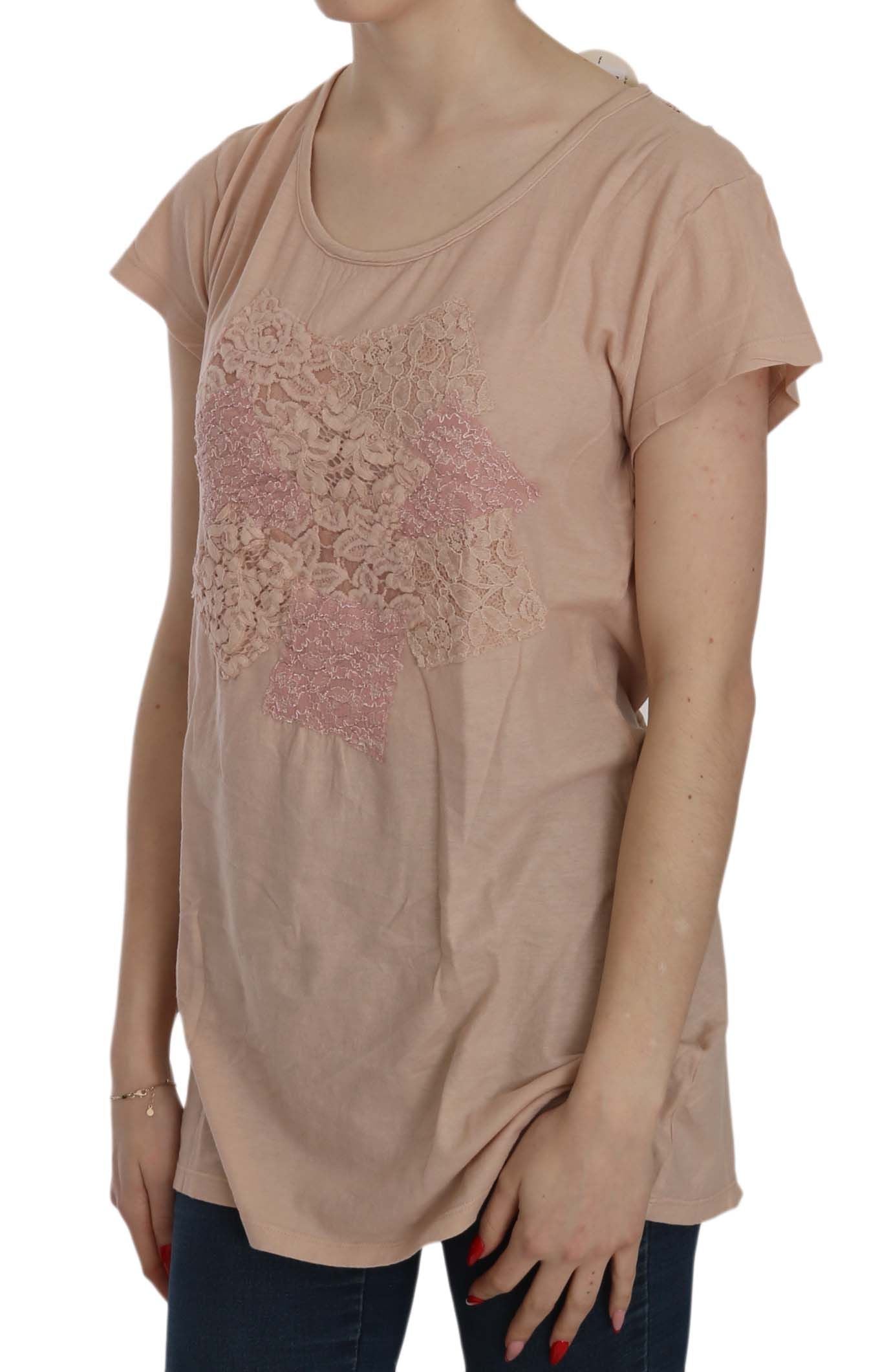 PINK MEMORIES Elegant Cream Lace Round Neck Blouse PINK MEMORIES