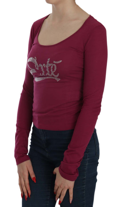 Exte Fuchsia Crystal Embellished U-Neck Blouse Exte